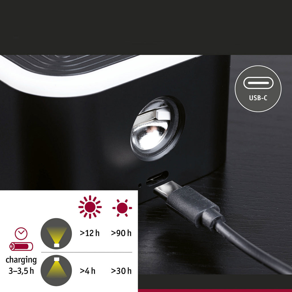 LED bordlampe Varia oppladbar dimbar CCT svart 37 cm med lysstyrke 300 lumen