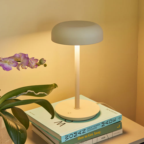 LED bordlampe Velo dimbar sandbeige bakside