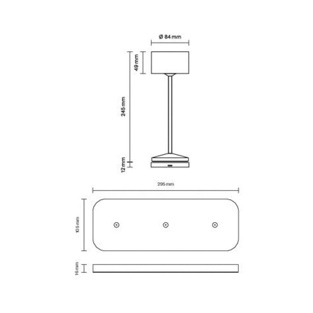 LED bordlampe Veluna oppladbar 3-pk hvit CCT IP44 nærbilde av lampehode