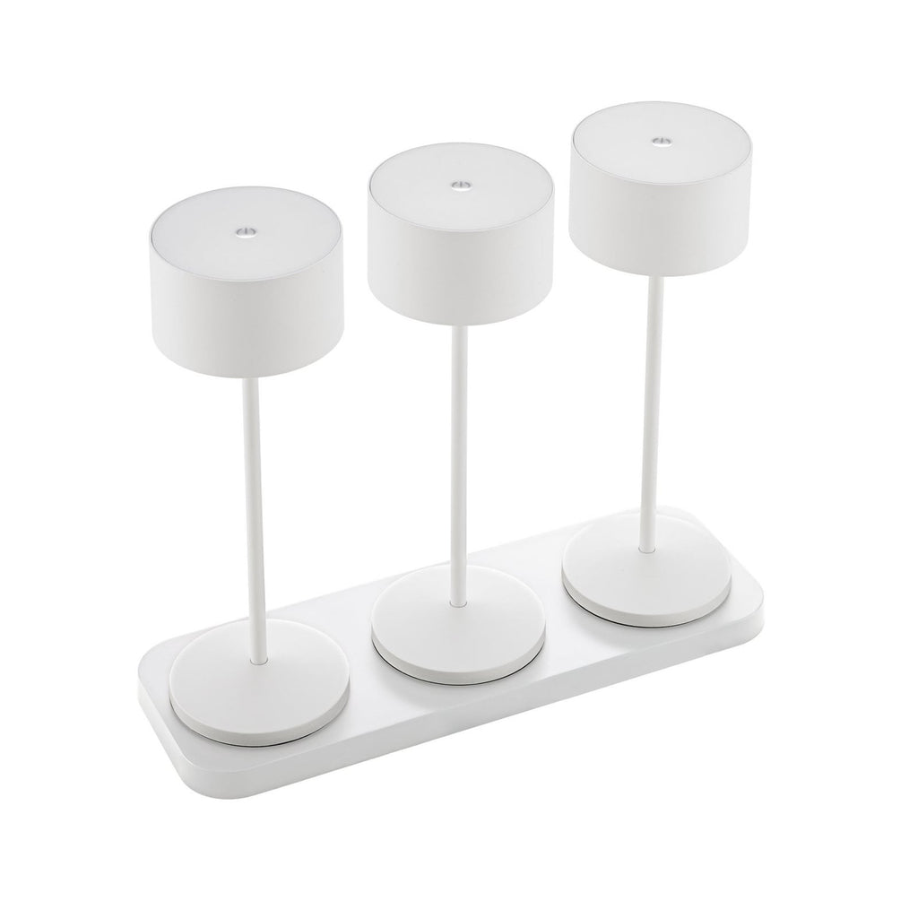 LED bordlampe Veluna oppladbar 3-pk hvit CCT IP44 lys i bruk
