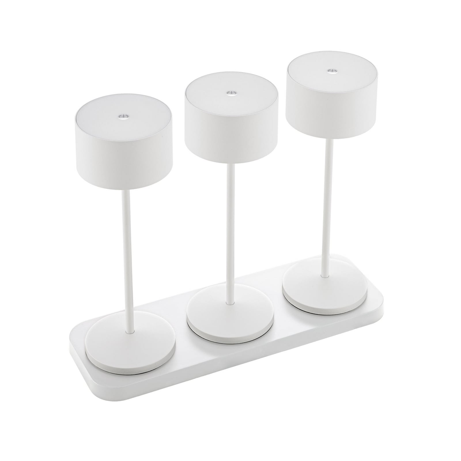 LED bordlampe Veluna oppladbar 3-pk hvit CCT IP44 lys i bruk