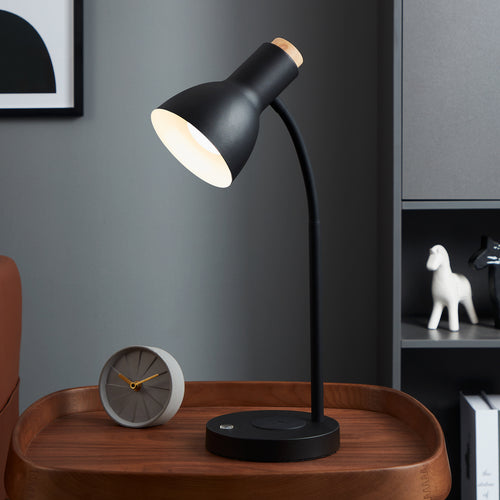 LED bordlampe Veradal-QI med berøringsdimmer svart/hvit forfra