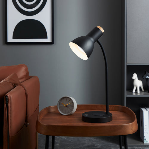LED bordlampe Veradal-QI med berøringsdimmer svart/hvit bakside