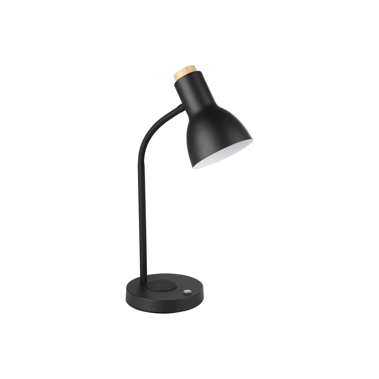 LED bordlampe Veradal-QI med berøringsdimmer svart/hvit nærbilde av berøringsdimmer