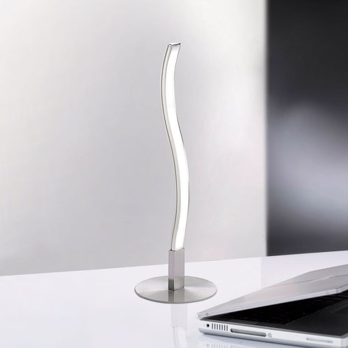 LED bordlampe Wave varmhvit 3000K 30 cm hvit/sølv forfra