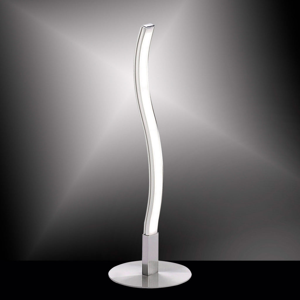 LED bordlampe Wave varmhvit 3000K 30 cm hvit/sølv montert på bord
