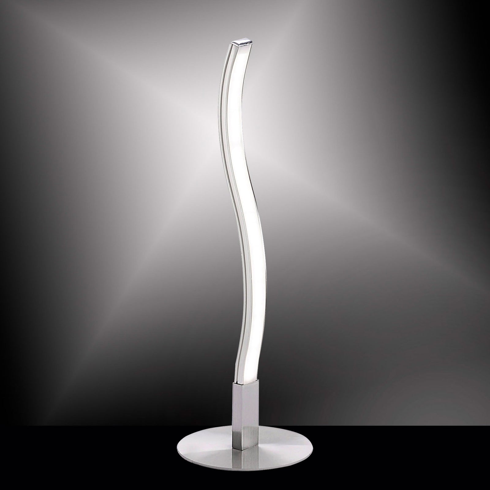 LED bordlampe Wave varmhvit 3000K 30 cm hvit/sølv montert på bord