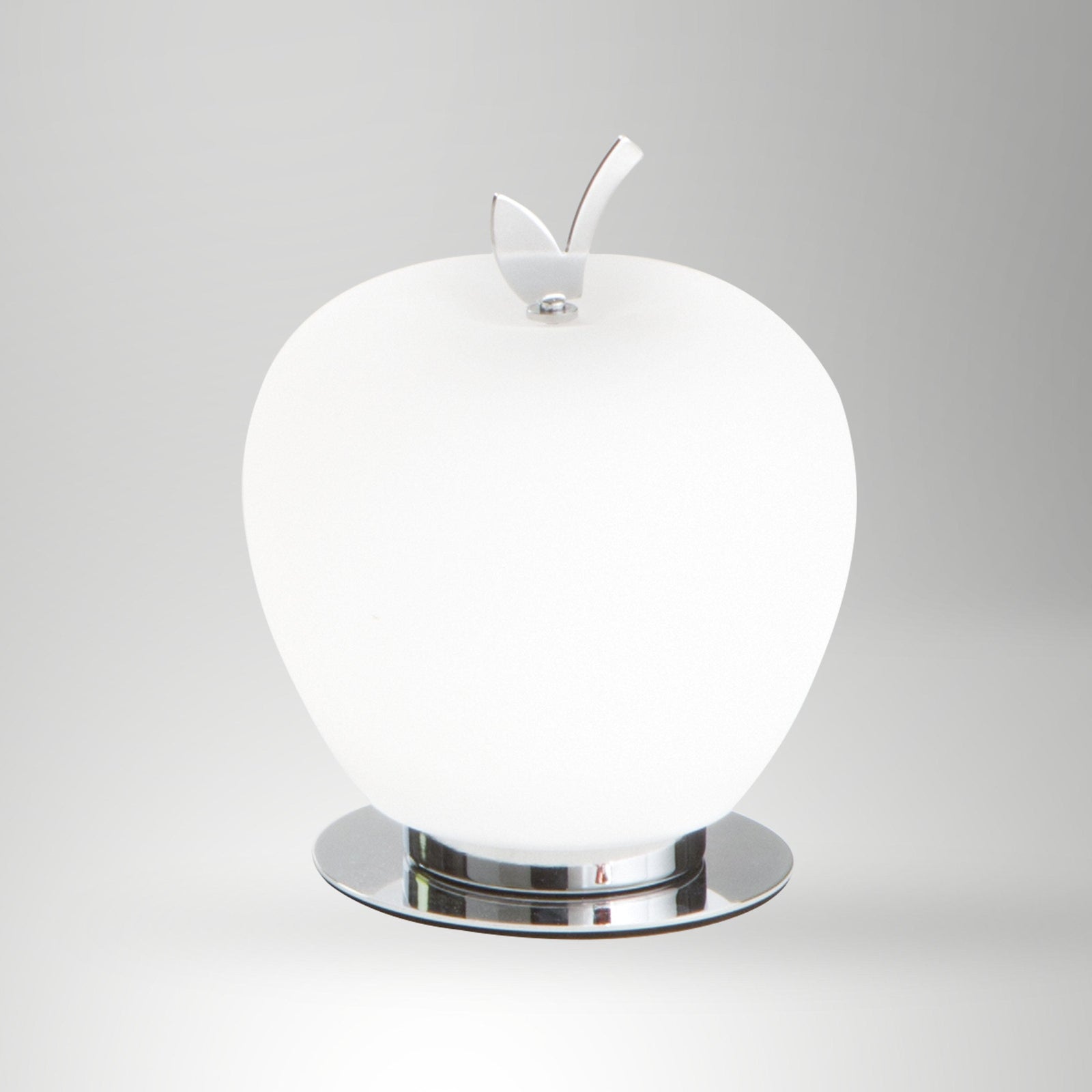 LED bordlampe Wendy epleform glass dimbar hvit/krom detalj av glass