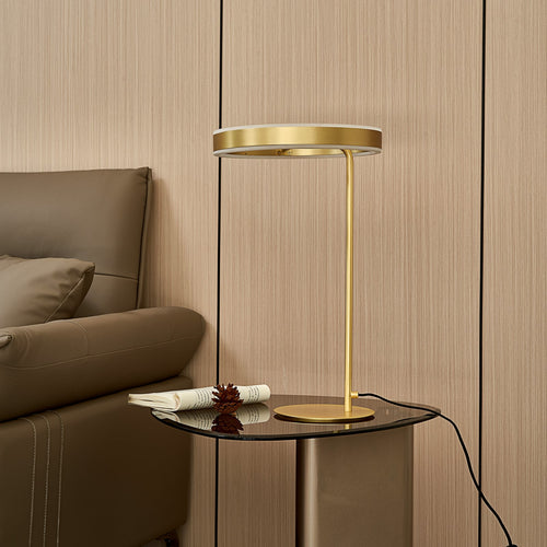 LED bordlampe Yekta dimbar messingfarget Ø30 cm bakside