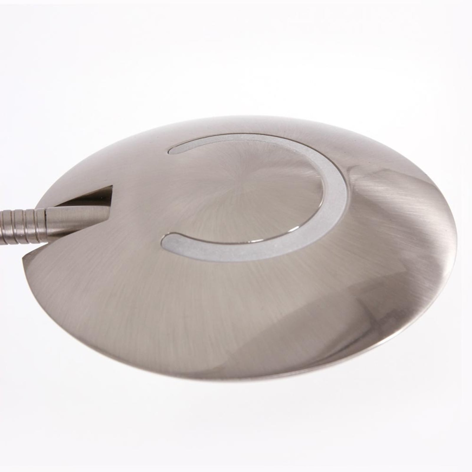 Nærbilde av lampeskjerm på LED bordlampe Zenith dimbar CCT børstet stål 42 cm