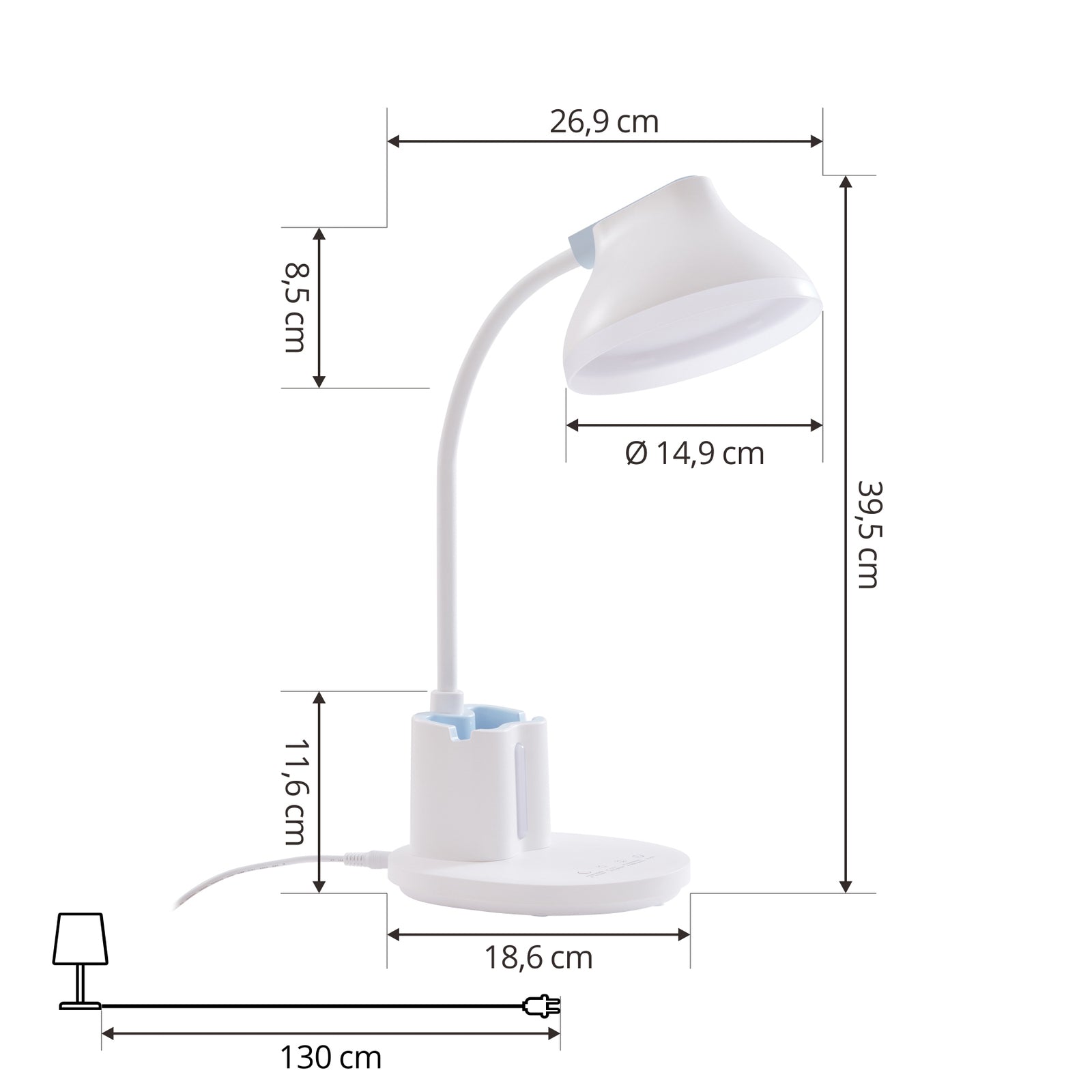 LED bordlampe Zephyra dimbar CCT hvit 6W 780 lm montert på skrivebord