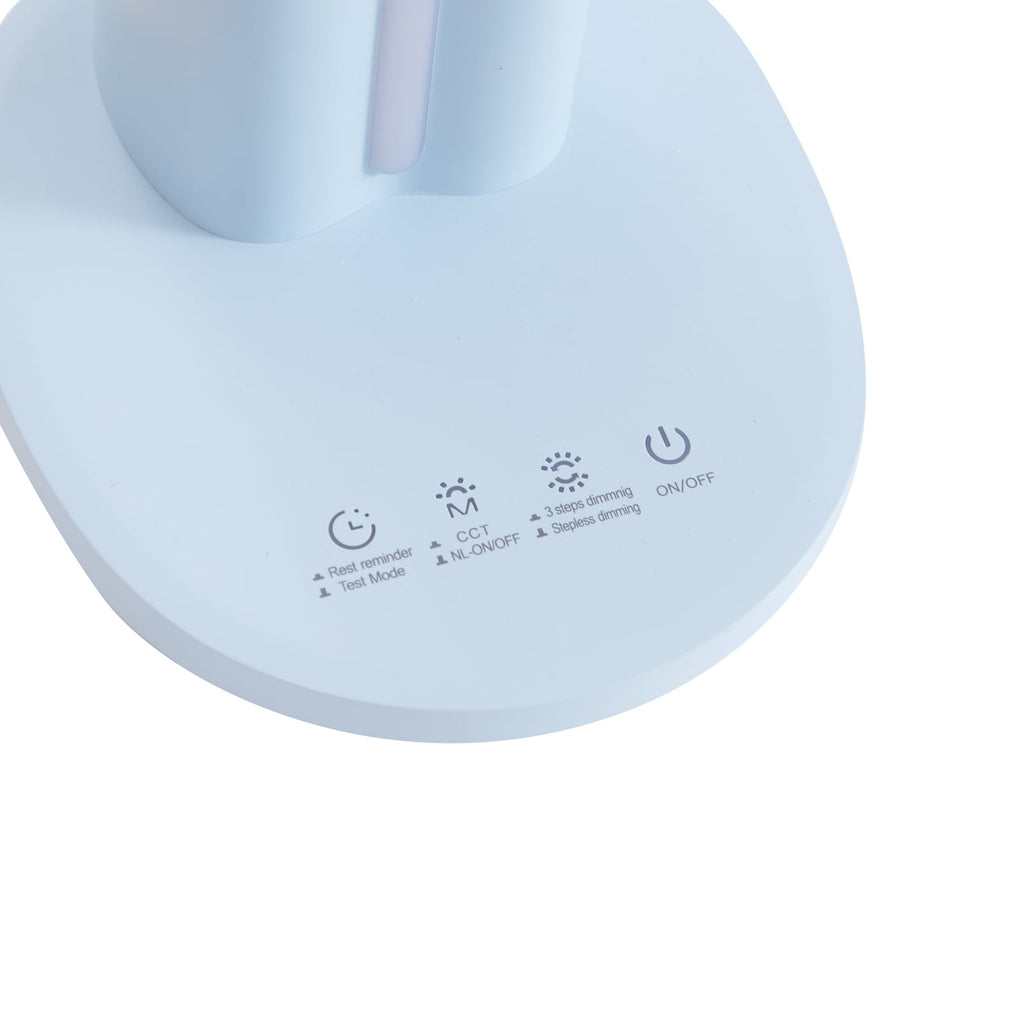 LED bordlampe Zephyra blå CCT dimbar med smarttelefonholder