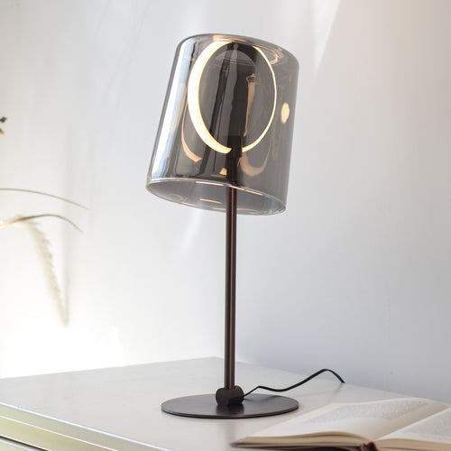 LED bordlampe Zula røykgrå glass dimbar 42 cm forfra