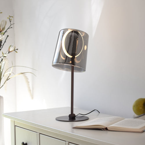LED bordlampe Zula røykgrå glass dimbar 42 cm bakside