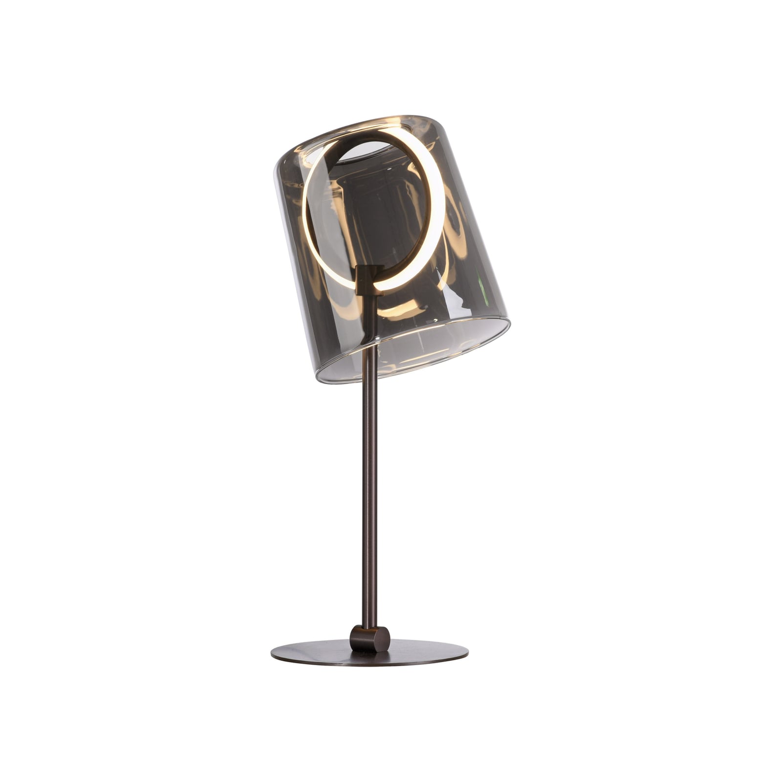 Detalj av LED bordlampe Zula røykgrå glass dimbar 42 cm
