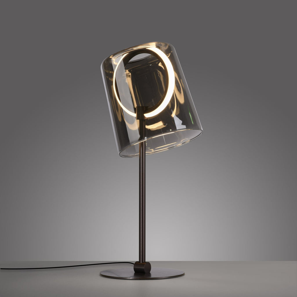 LED bordlampe Zula røykgrå glass dimbar 42 cm montert i rom