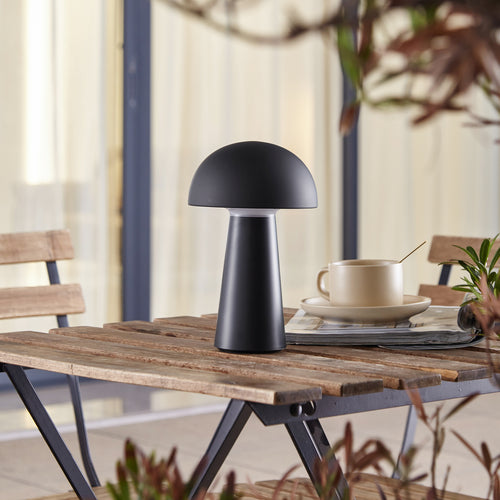 LED bordlampe Zyre dimbar svart IP44 med akku bakside