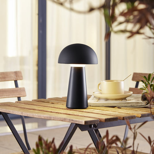 LED bordlampe Zyre dimbar svart IP44 med akku forfra