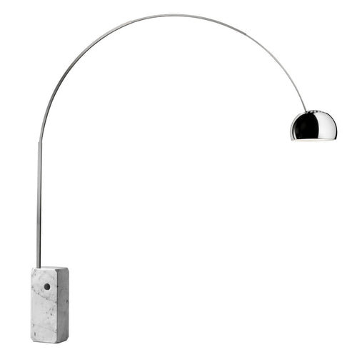LED buegulvlampe Arco krom marmor dimbar 240 cm bakside