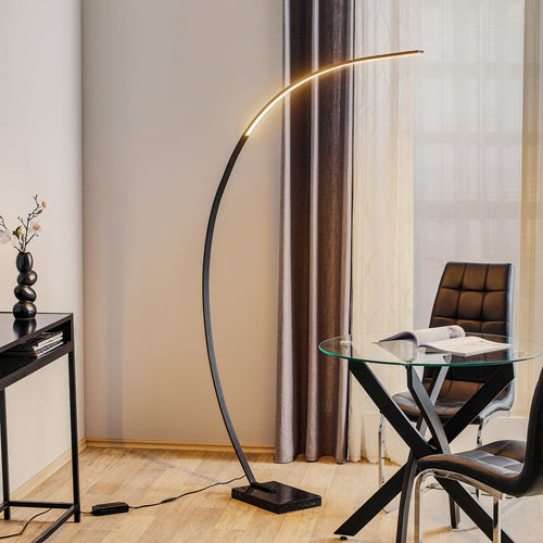 LED buegulvlampe Bangkok svart matt marmor forfra