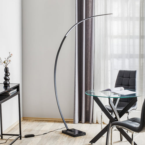 LED buegulvlampe Bangkok svart matt marmor bakside