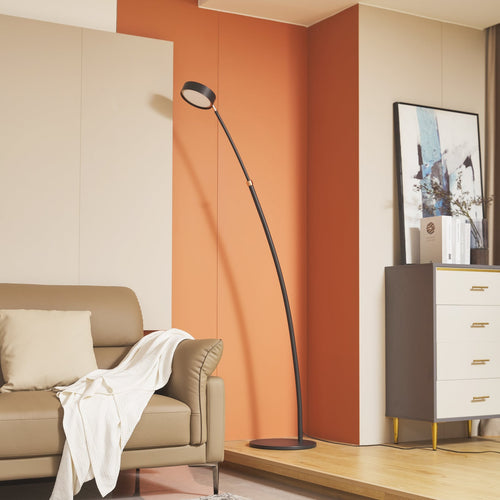LED buegulvlampe Boga svart dimbar detalj av lampearm