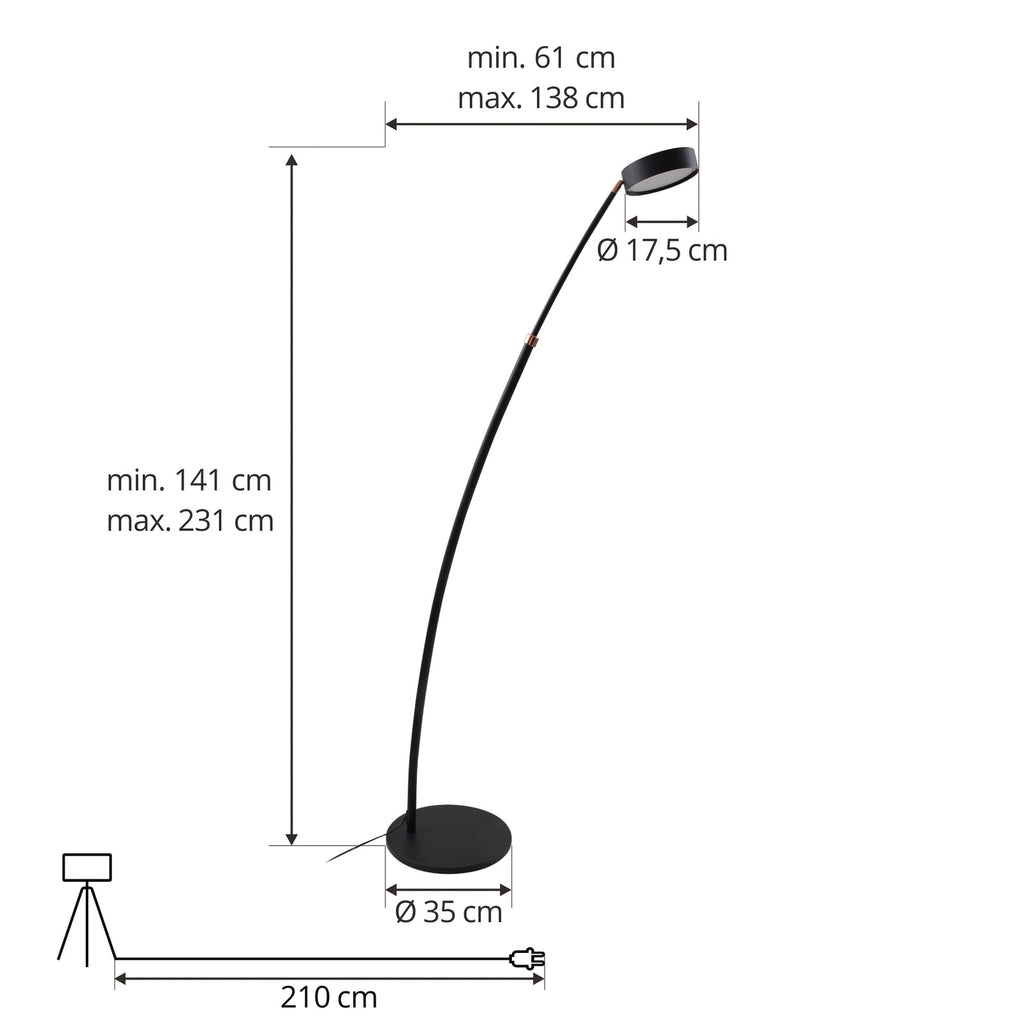 LED buegulvlampe Boga svart dimbar montert i stue
