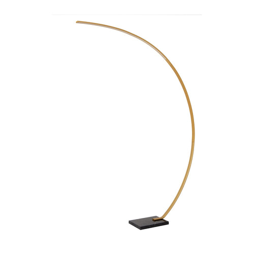 LED buegulvlampe Curve matt gull marmor forfra