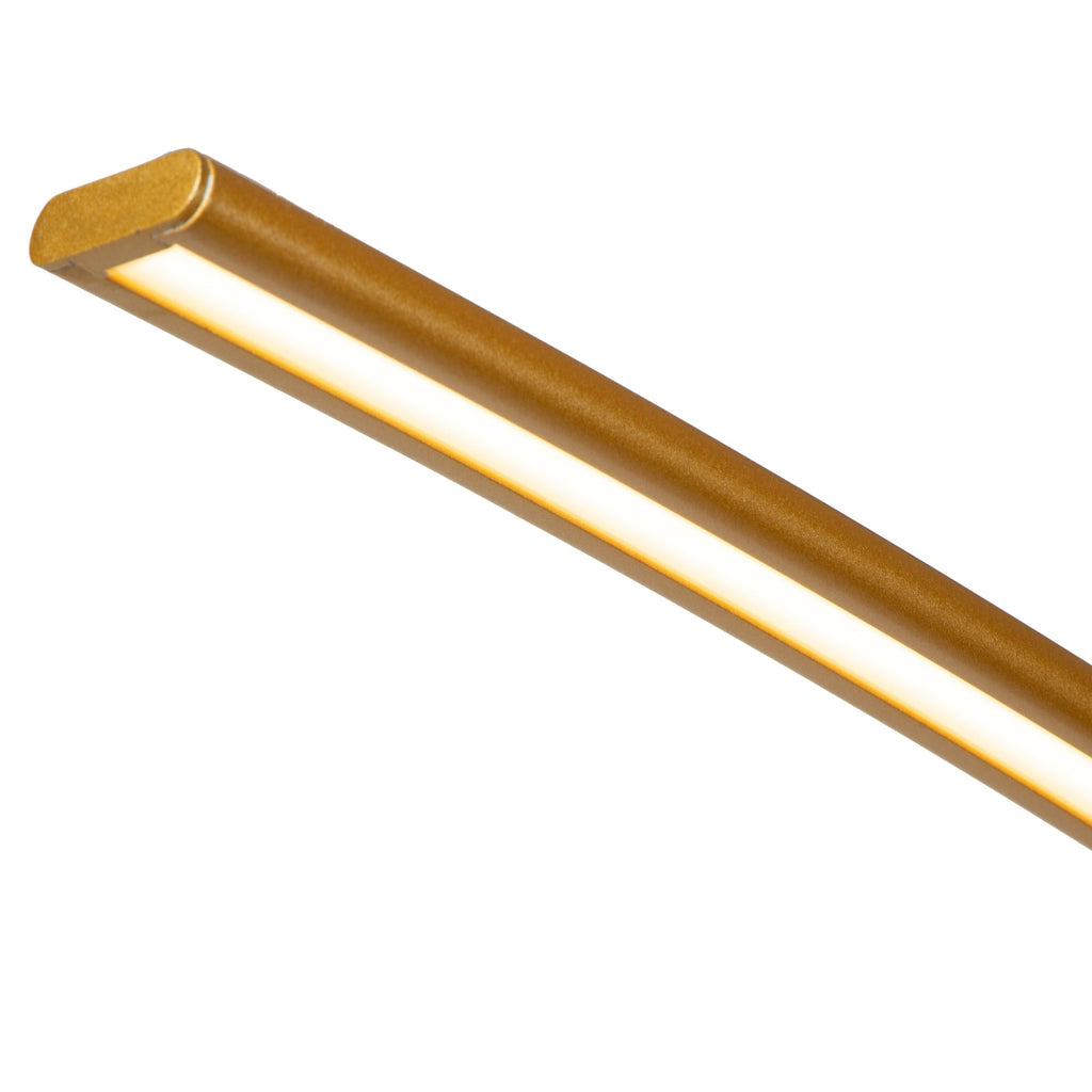 LED buegulvlampe Curve matt gull marmor detalj av marmor