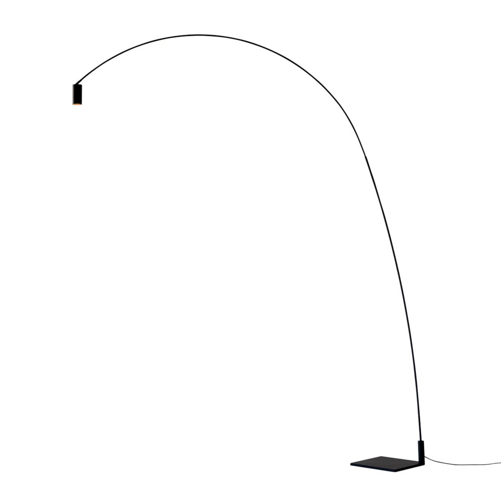 Montert LED buegulvlampe Fox dimbar svart matt 225 cm i rom