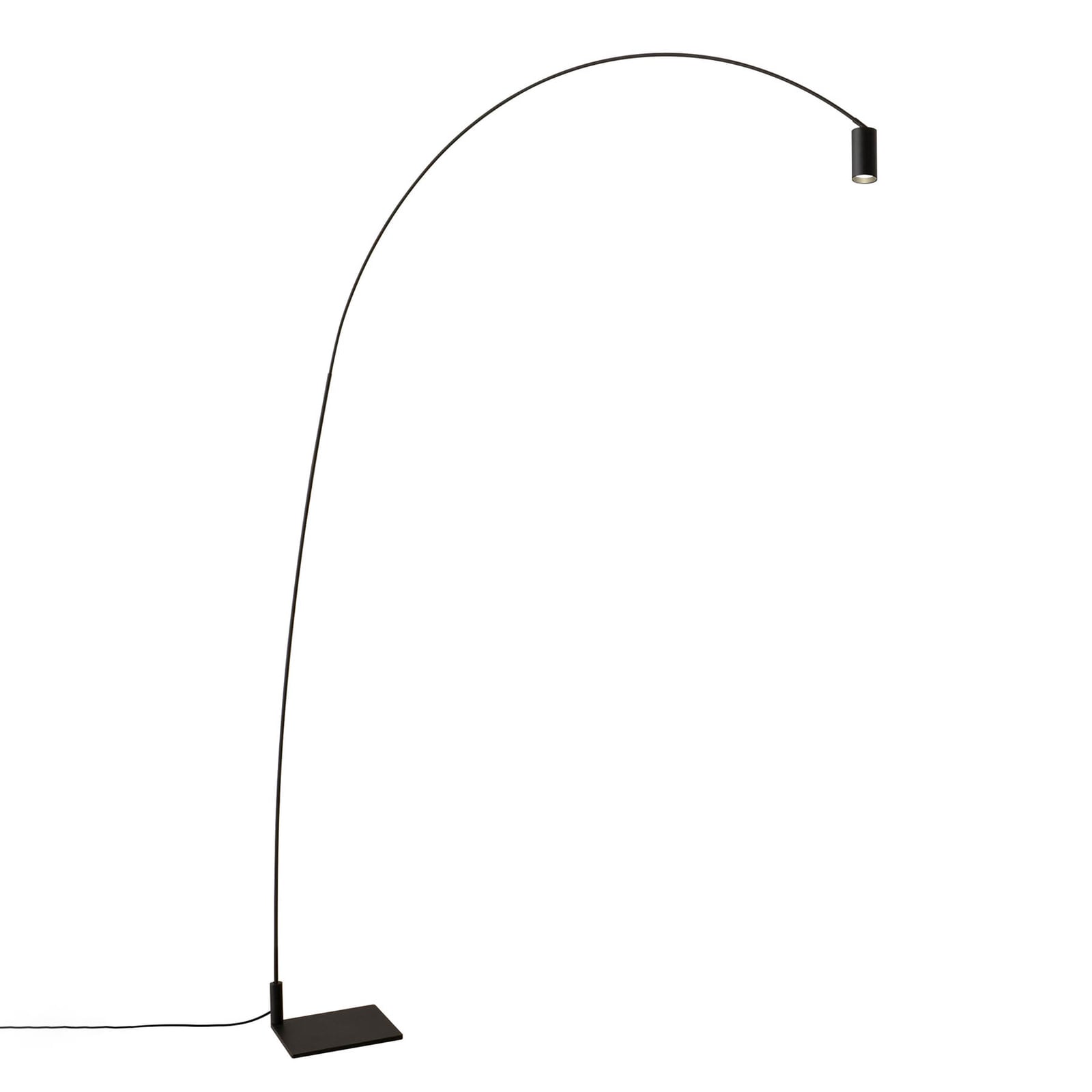 Nærbilde av dimmerbryter på LED buegulvlampe Fox dimbar svart matt