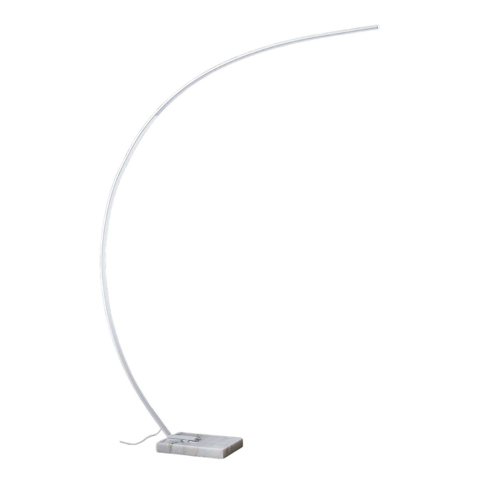 LED buegulvlampe Kendra hvit aluminium marmor montert i stue