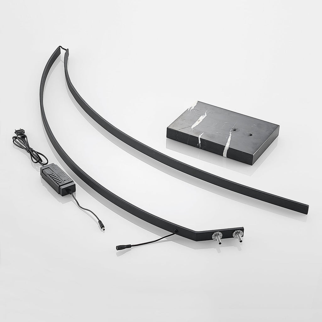LED buegulvlampe Kendra svart aluminium marmor kabelbryter