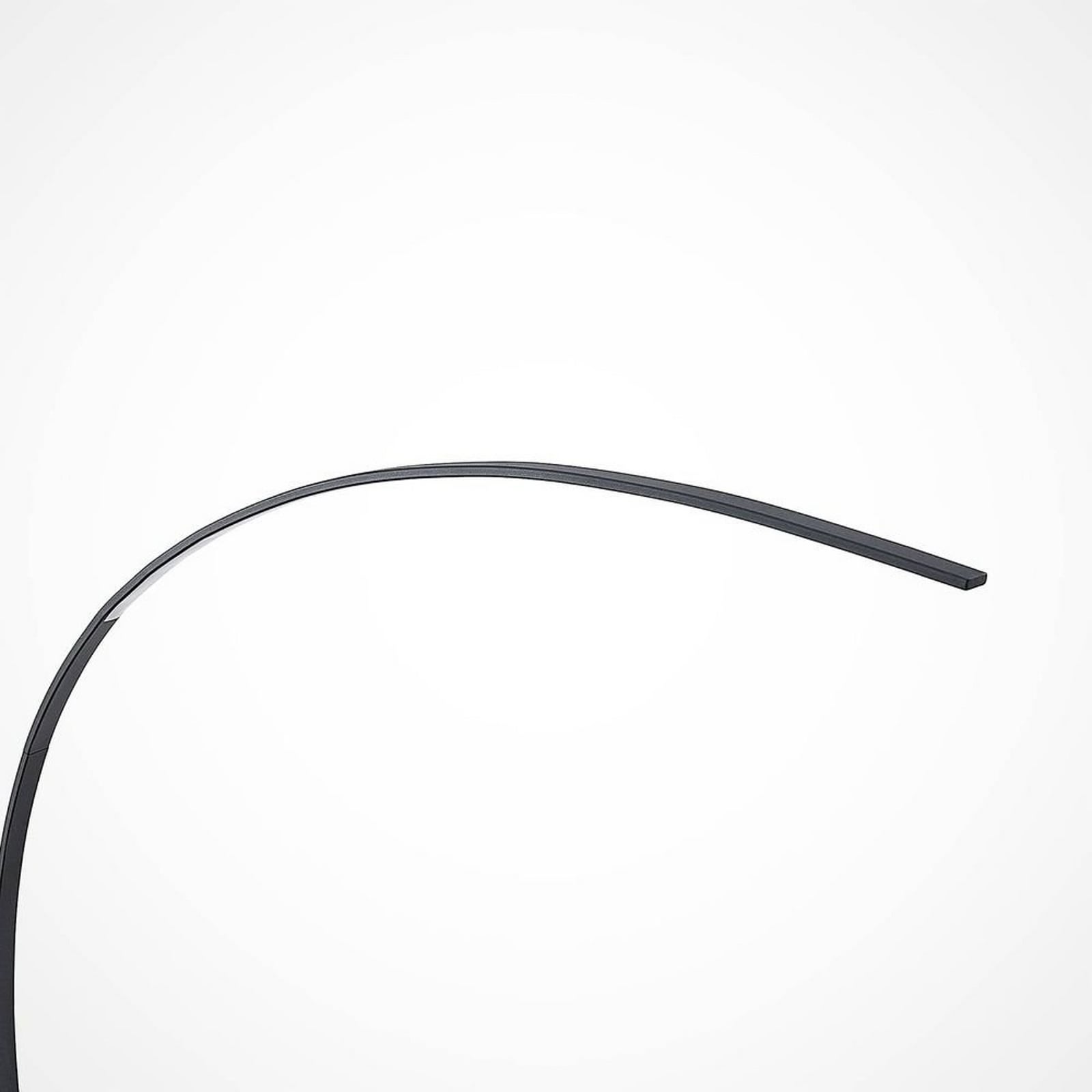 LED buegulvlampe Kendra svart aluminium marmor lysdetalj