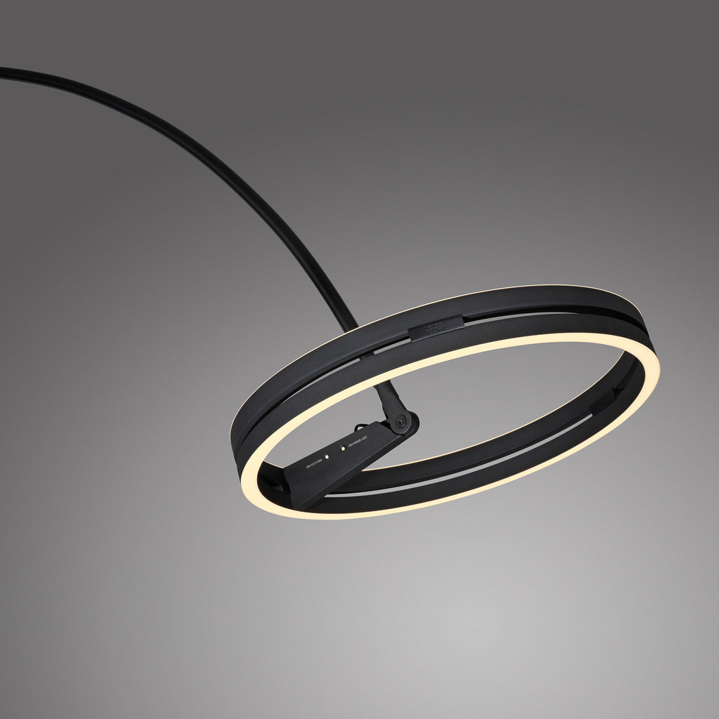 LED buegulvlampe Loop-Bow svart med fjernkontroll