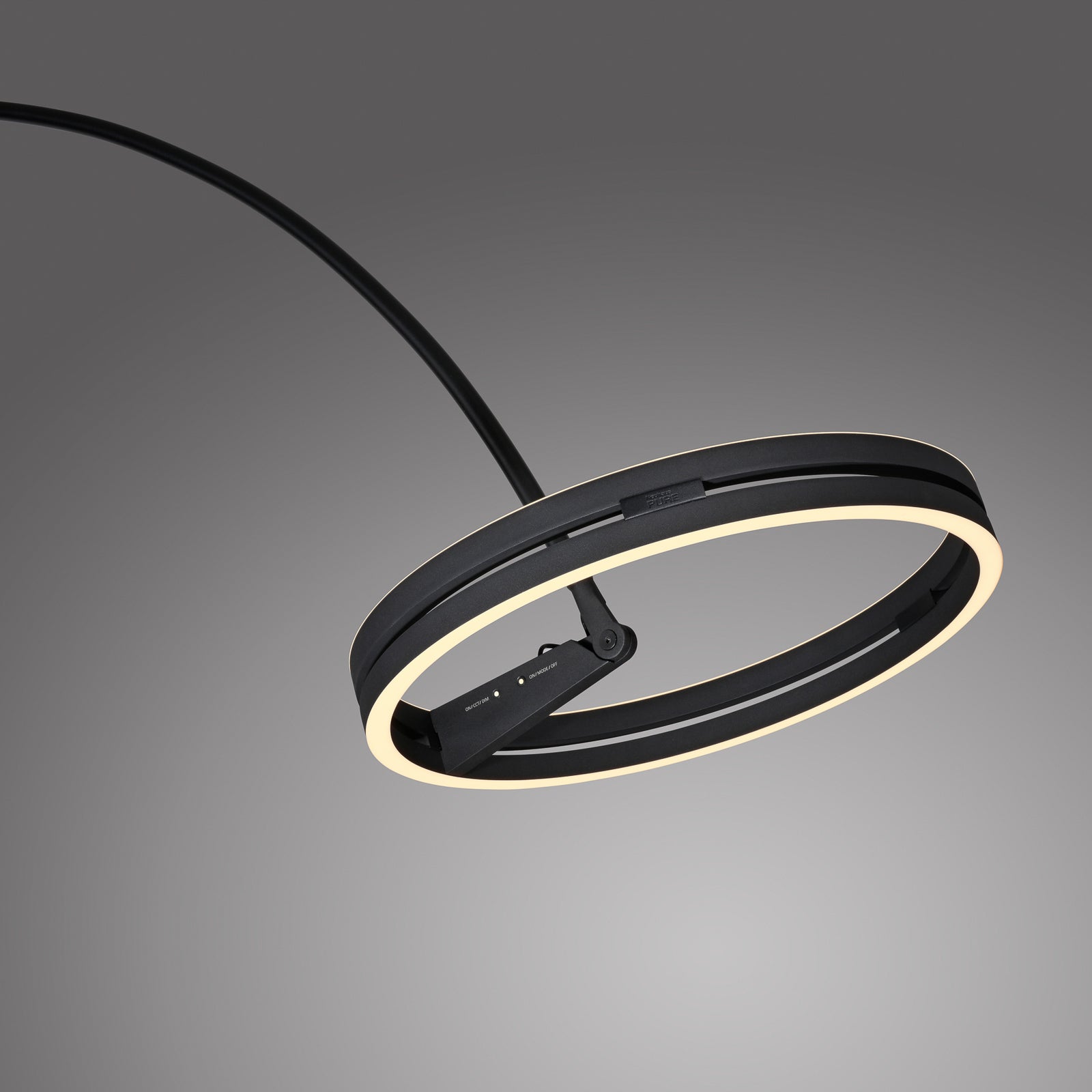 LED buegulvlampe Loop-Bow svart med fjernkontroll