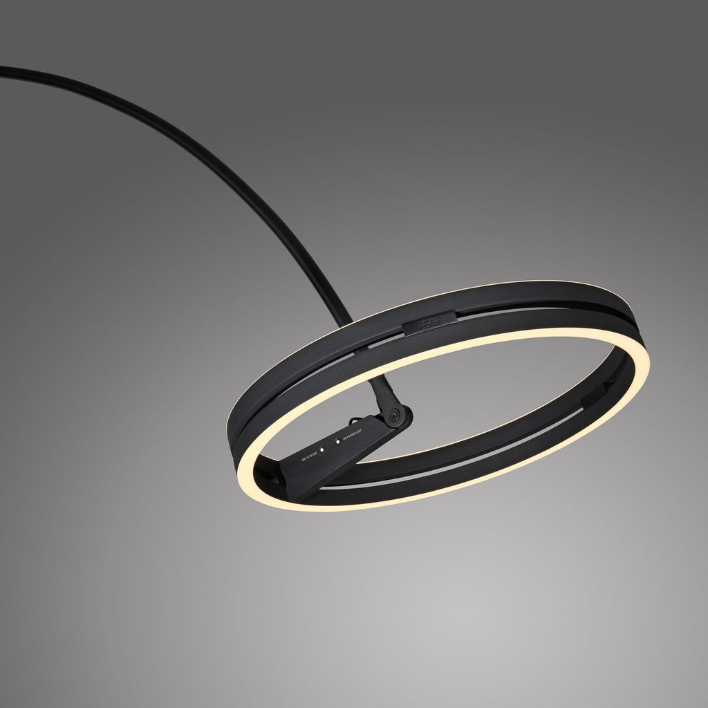 LED buegulvlampe Loop-Bow svart med fjernkontroll