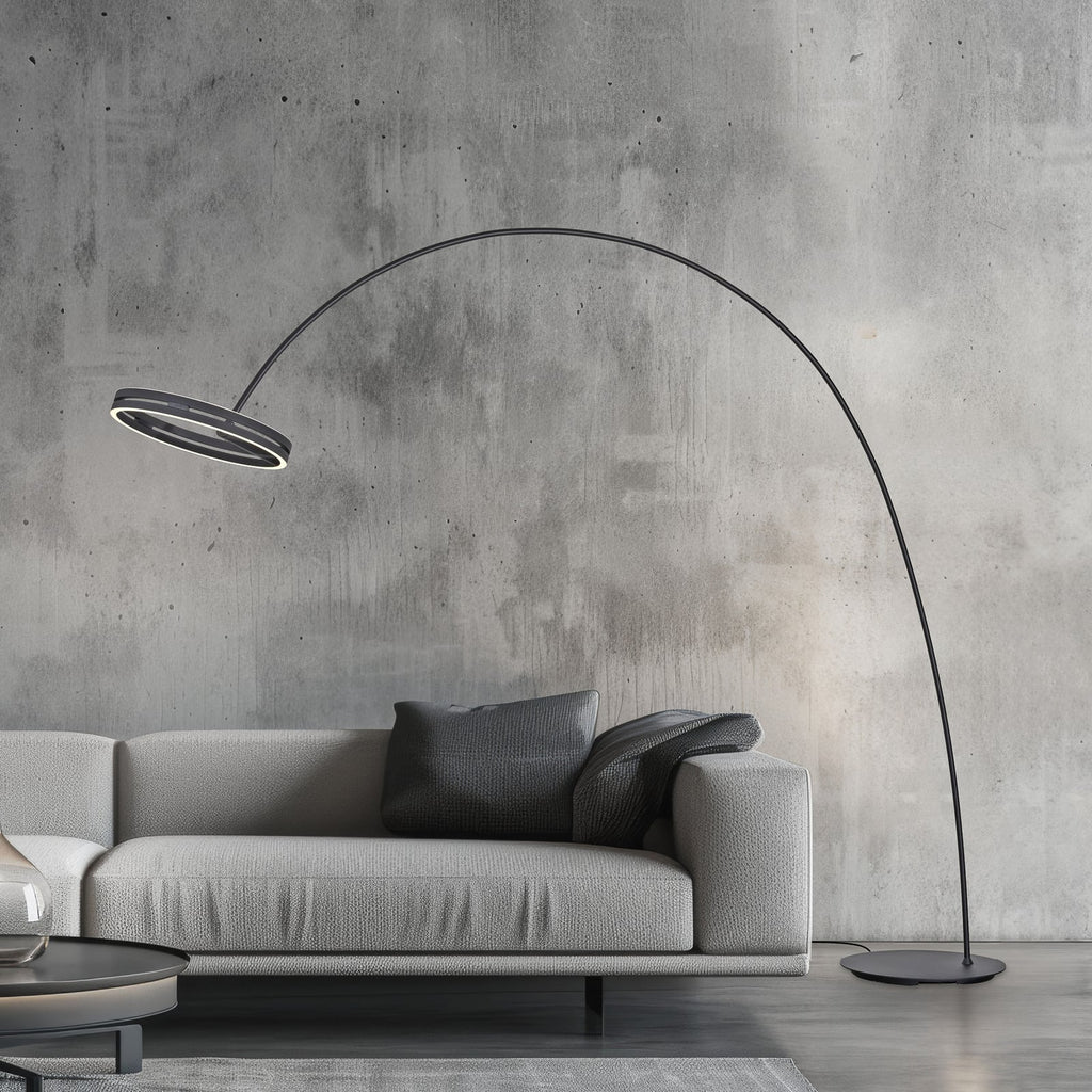LED buegulvlampe Loop-Bow svart forfra