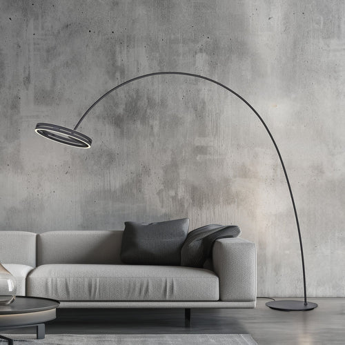 LED buegulvlampe Loop-Bow svart forfra