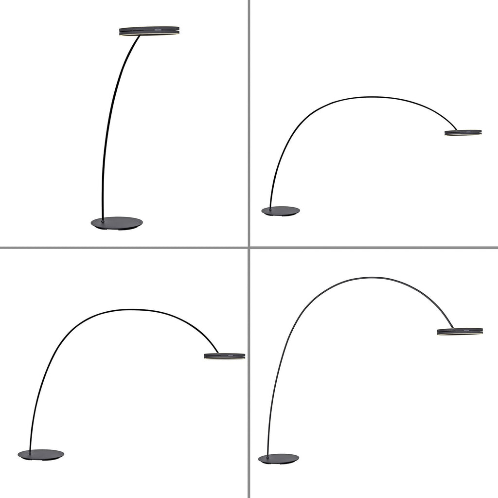 LED buegulvlampe Loop-Bow svart høydejustering
