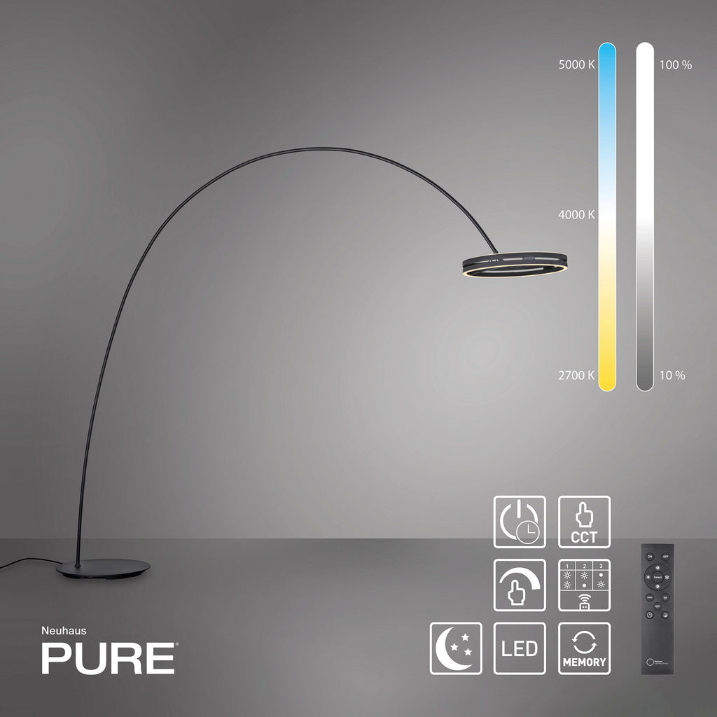 LED buegulvlampe Loop-Bow svart lysmodus eksempel
