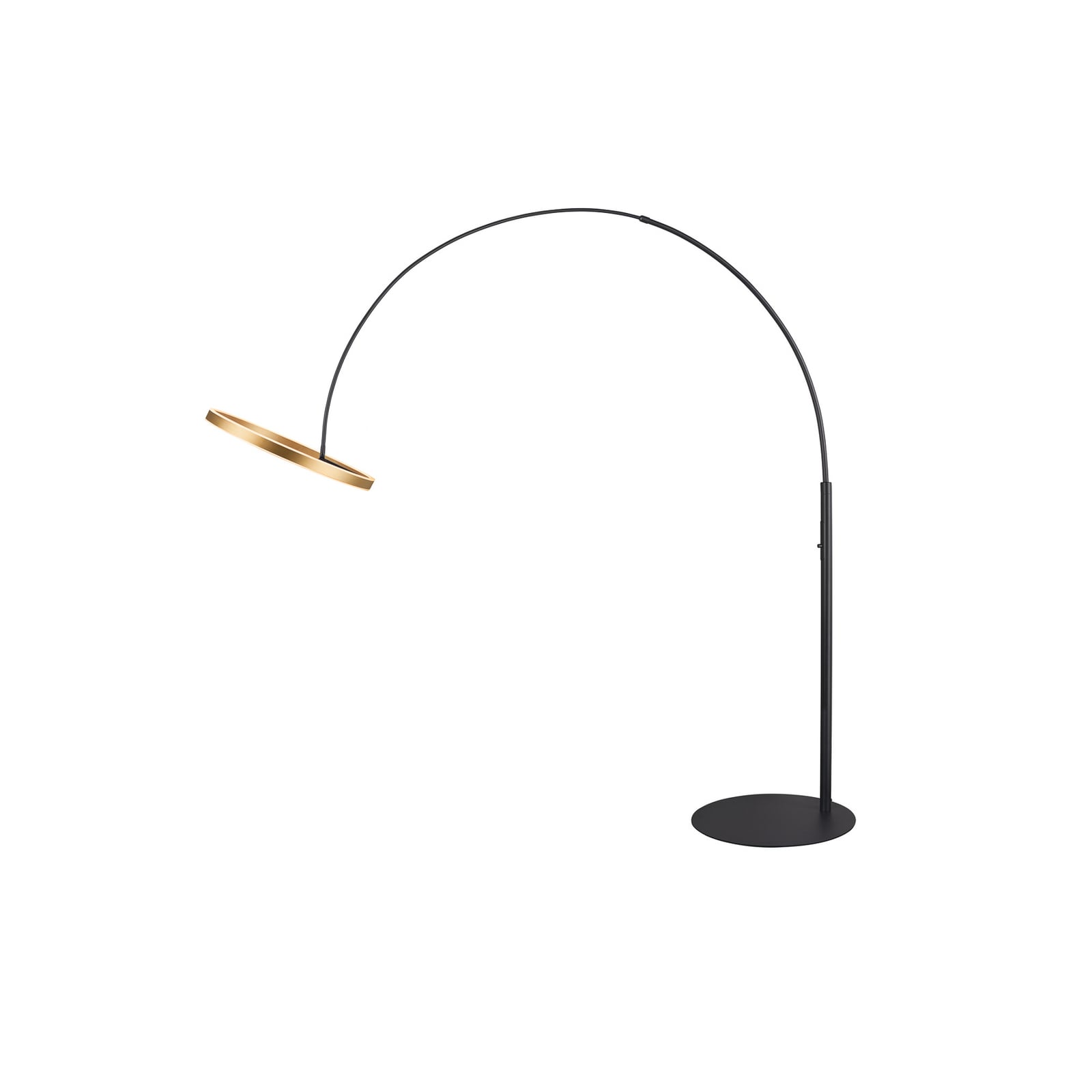 LED buegulvlampe One Bow FL svart/messing nærbilde av dimmer