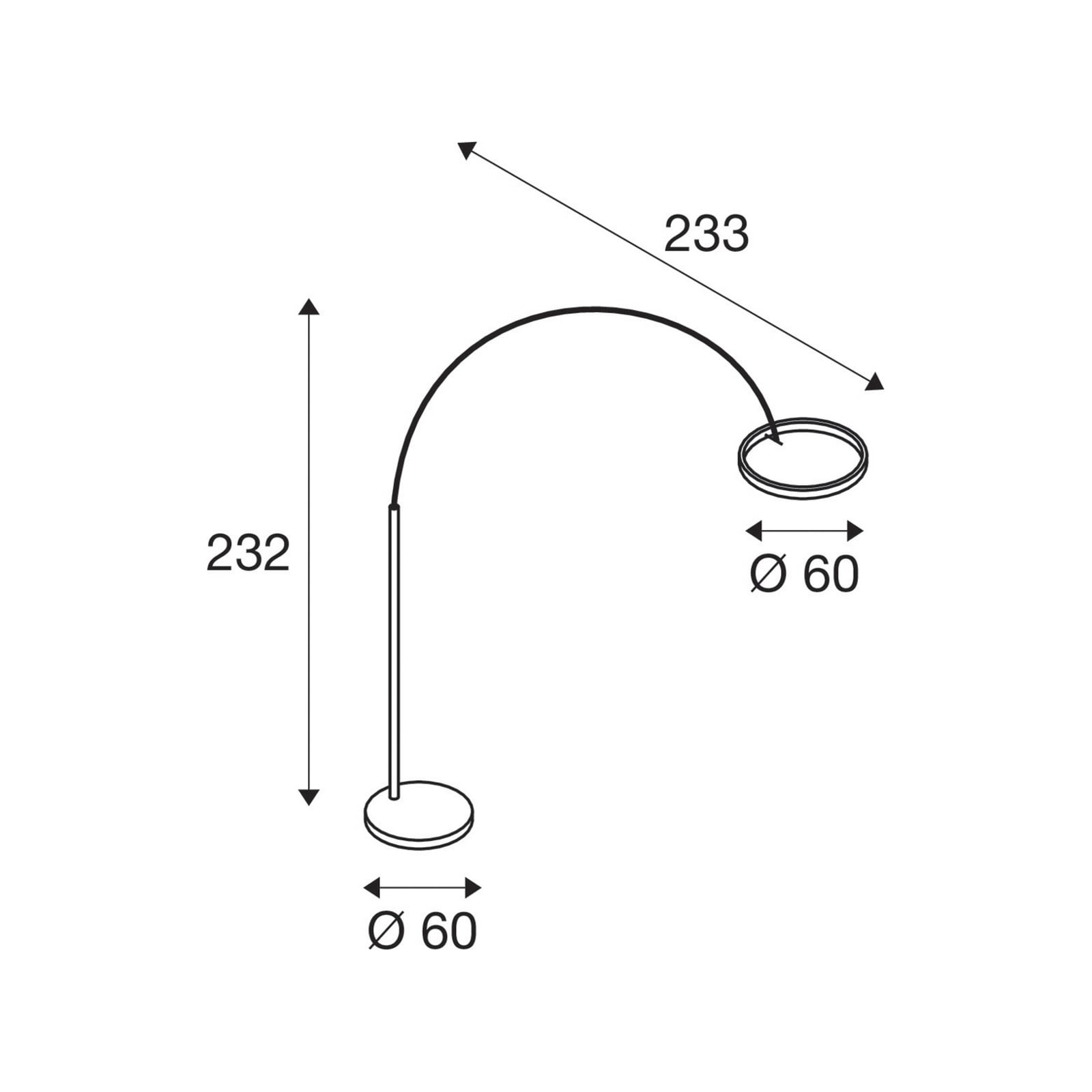 LED buegulvlampe One Bow FL svart stål justerbar lysretning