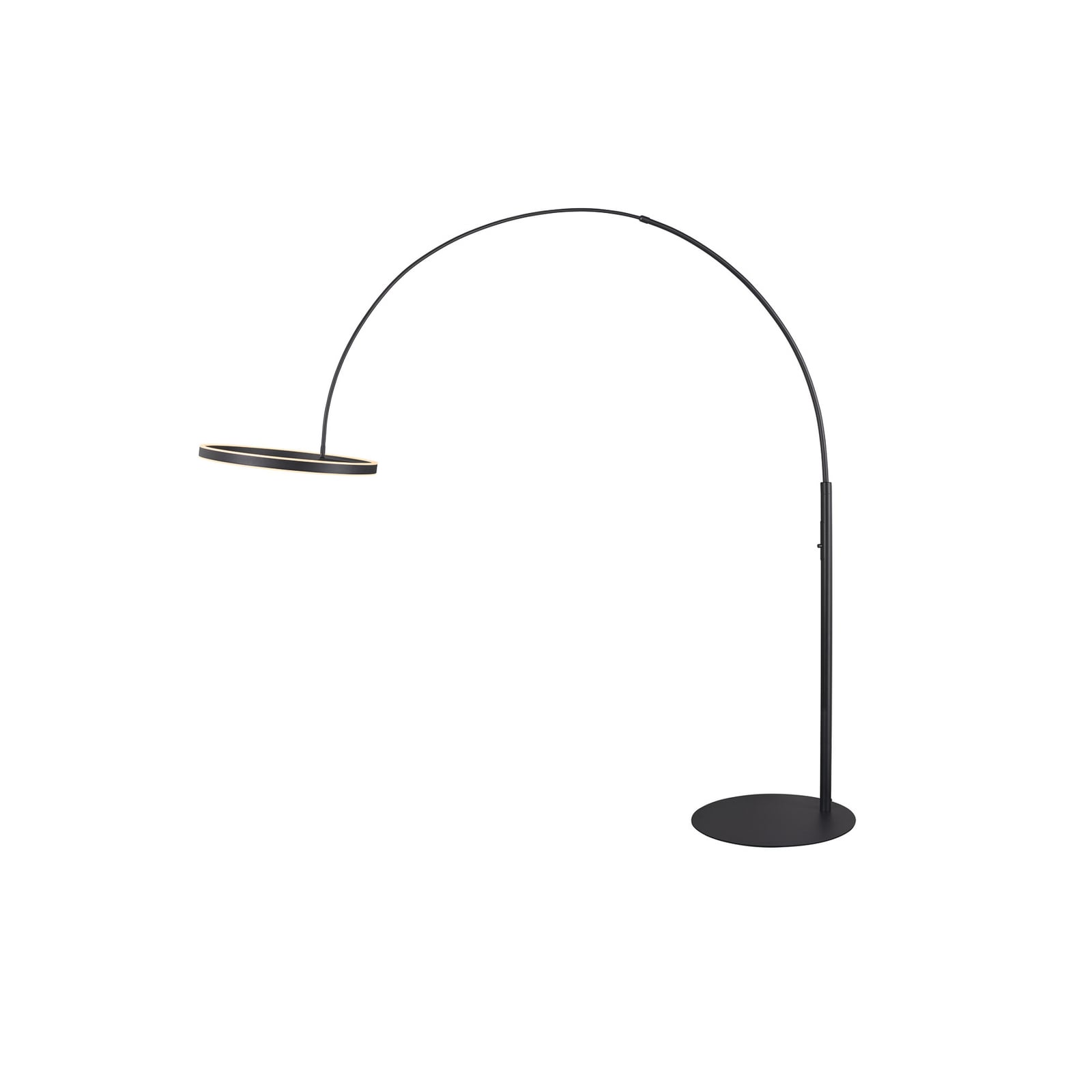 LED buegulvlampe One Bow FL svart stål montert i rom