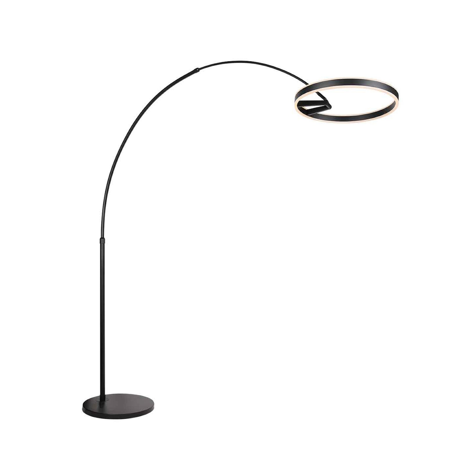 LED buegulvlampe Ringlux svart metall montert i stue