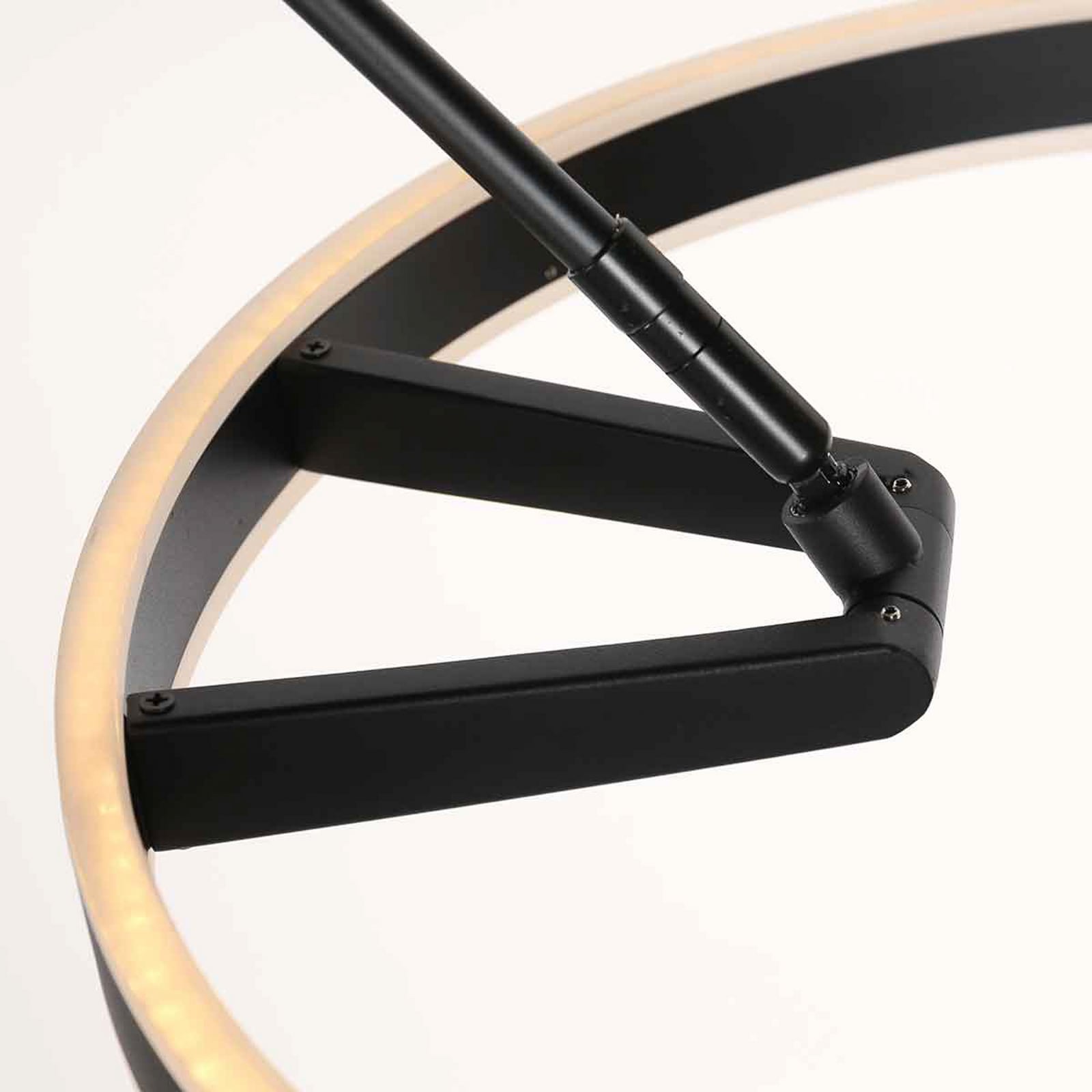 LED buegulvlampe Ringlux svart metall justerbar høyde