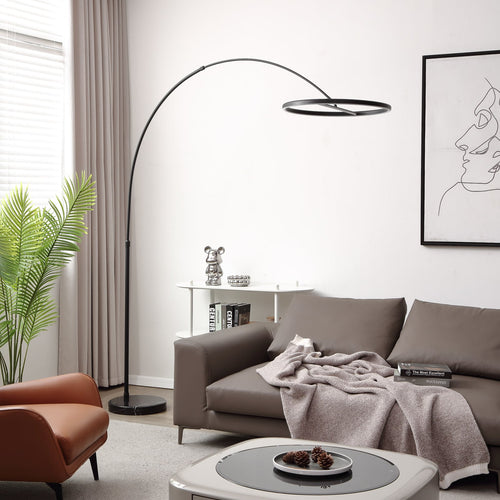 LED buegulvlampe Virvera rund svart aluminium Ø60 cm bakside