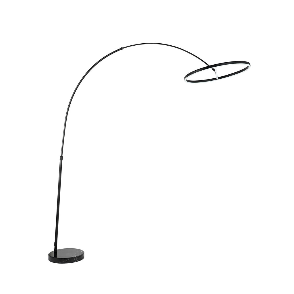 LED buegulvlampe Virvera rund svart aluminium Ø60 cm detalj av lampeskjerm