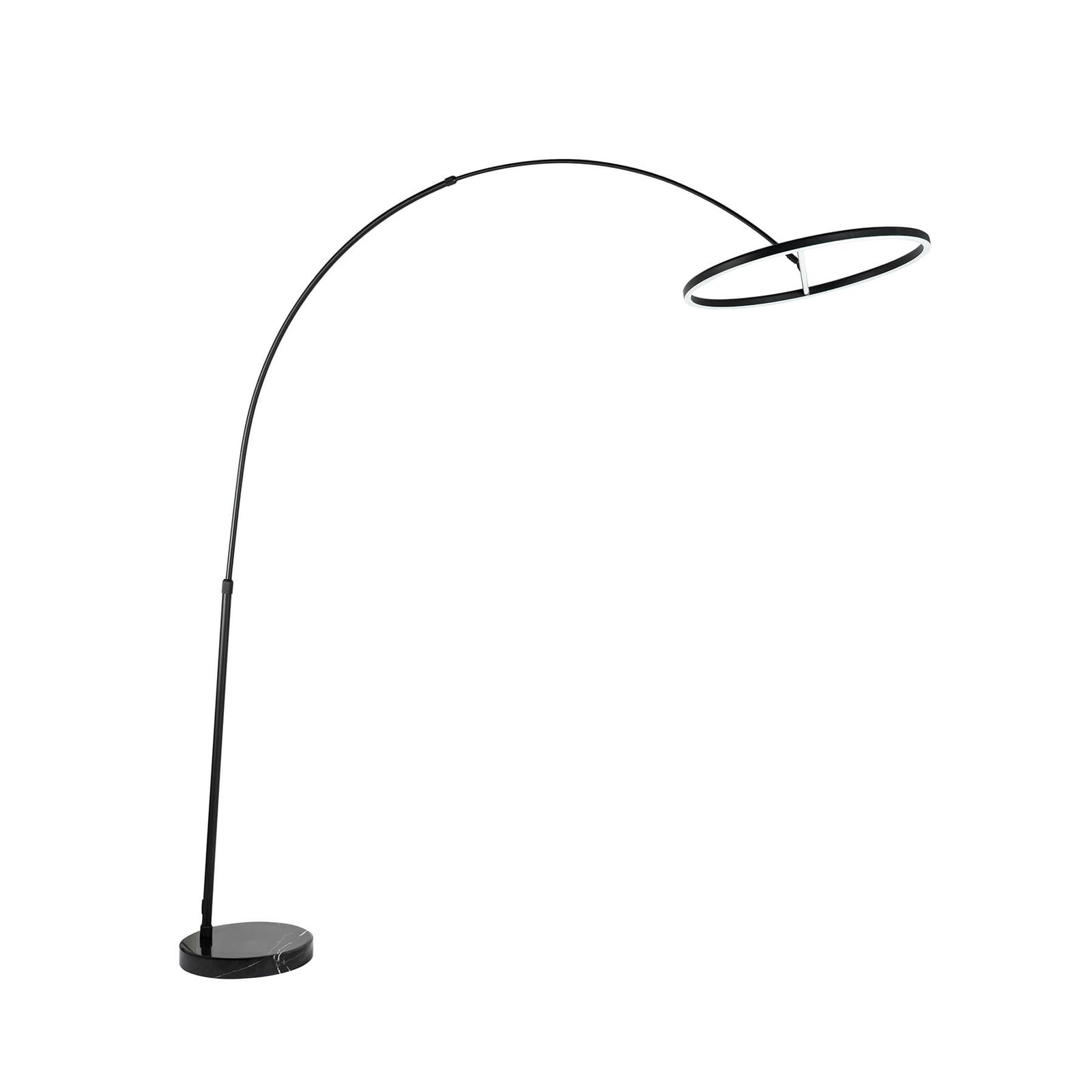 LED buegulvlampe Virvera rund svart aluminium Ø60 cm detalj av lampeskjerm
