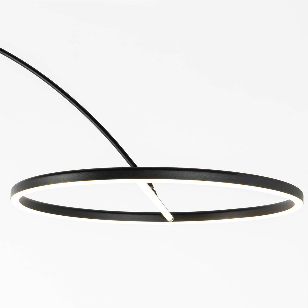 LED buegulvlampe Virvera rund svart aluminium Ø60 cm nærbilde av bryter